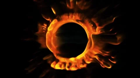 Fiery Ring of Abstract Orange and Black Flames Stock Footage 299241675