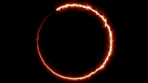 Fiery ring on black background Illustrazione stock