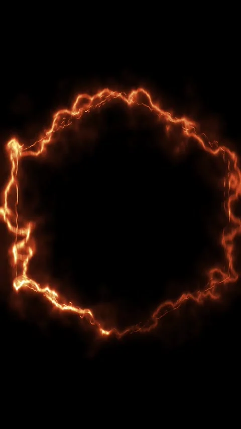Fiery ring of energy pulses and flares in dark space background. 库存影片 337710635