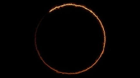 Fiery ring glowing on black background Stock Illustration