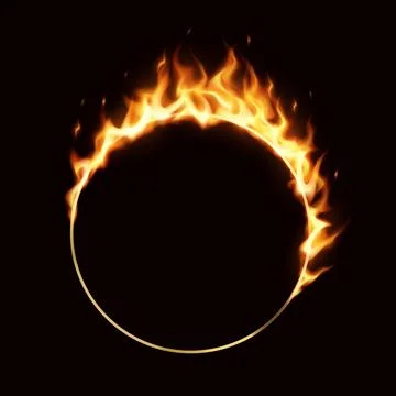 Fiery Ring Illustration on Dark Background Illustrazione stock