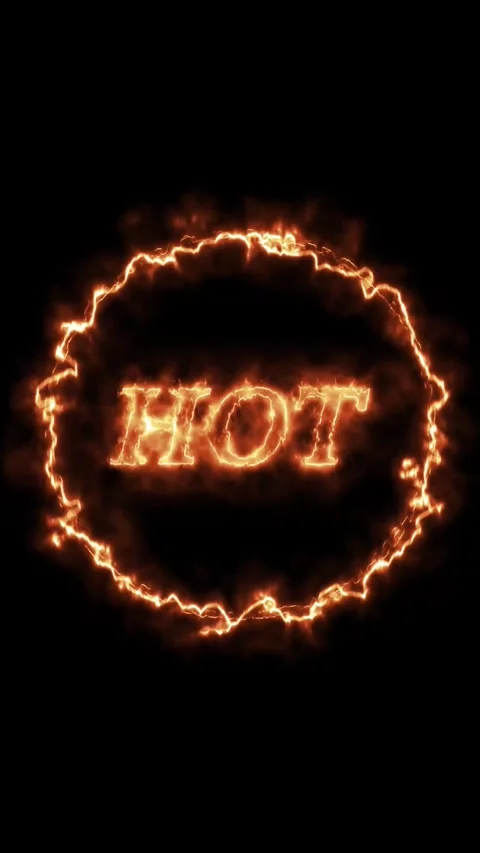 Fiery ring surrounds glowing orange hot text. Fiery ring surrounds fire hea.. Stock Footage 345720024