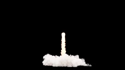 Fiery rocket launch animation with dynamic smoke and exhaust, cinematic foo.. Stock Footage 337770261