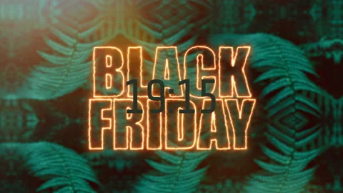 Fiery sign Black Friday with countdown timer against jungle fern leaves Stock Footage 162824465