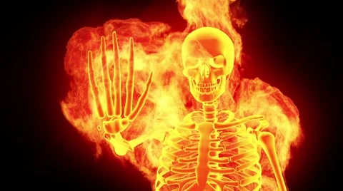 Fiery skeleton Stock Footage 8653826