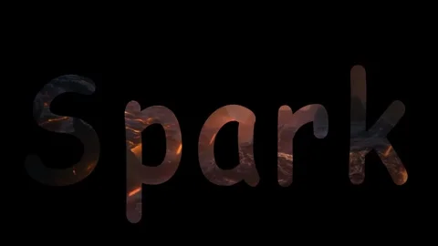 Fiery spark spark text overlay featuring glowing volcanic lava texture inside Vídeo Stock 344647124