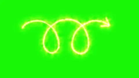 Fiery Spiral Arrow Animation on Vibrant Green Background Stock Footage 324935856