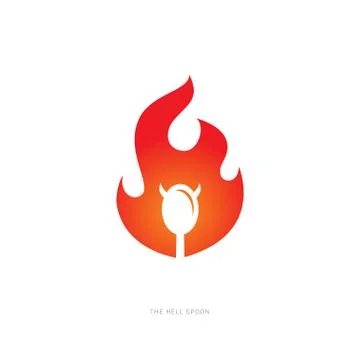 Fiery spoon with devil horns. Isolated Vector Illustration Stock Illustration