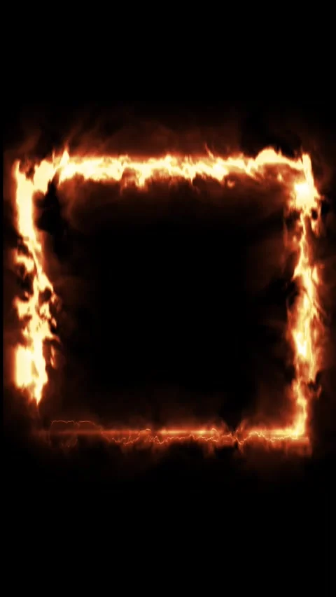 Fiery square border motion abstract background with dark energy. Stockbeeldmateriaal 337083762