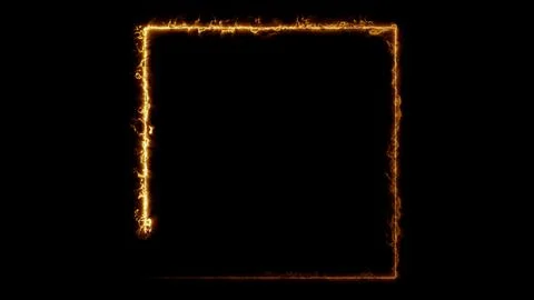 Fiery square frame with intense burning effect Stock Illustration