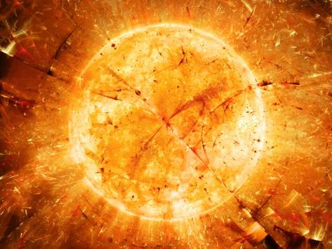 Fiery star with bursted particles Stock Illustration