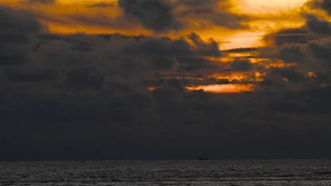 Fiery storm sunset on the sea Stock Footage 194735471
