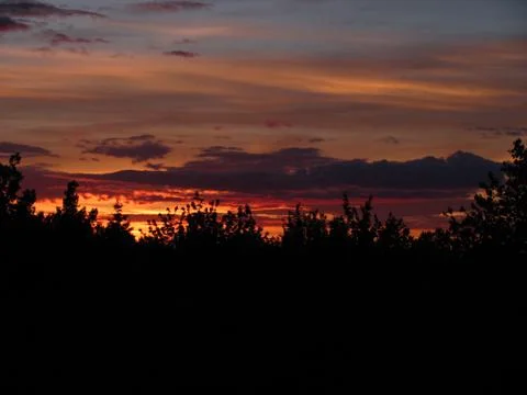 Fiery stripped sunset 스톡 사진