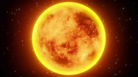 Fiery Sun and Solar Flare Atmosphere in Deep Space Video stock 336098937