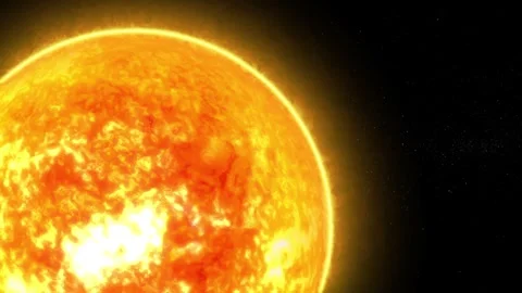 Fiery Sun in Space Galaxy, 3D Realistic Sun Star in Deep Universe Surrounde.. Stock Footage 313759782