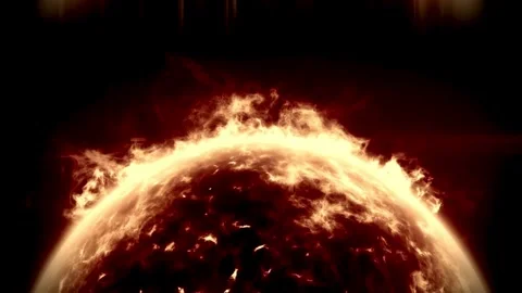 Fiery Sun surface in deep space Stock Footage 336398135