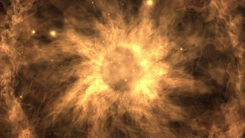 Fiery Sunburst Explosion in Orange Cosmic Cloud, Abstract Space Scene Stock Footage 320724942