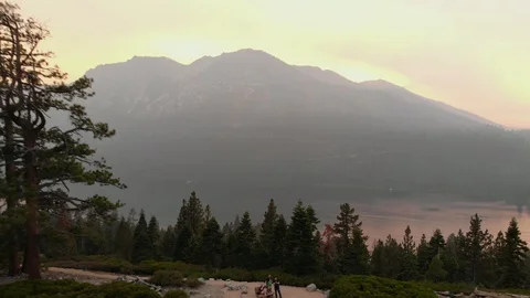 Fiery Sunset Aerial Stock Footage 97680979