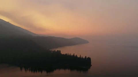 Fiery Sunset Aerial Stock Footage 97681031