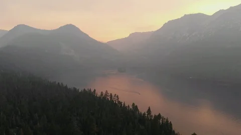 Fiery Sunset Aerial Stock Footage 97681307