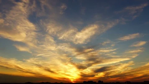 Fiery Sunset Clouds Stock Footage 77543537
