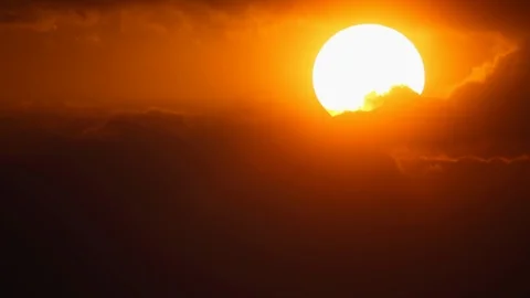 Fiery sunset in the clouds Stock Footage 116860388