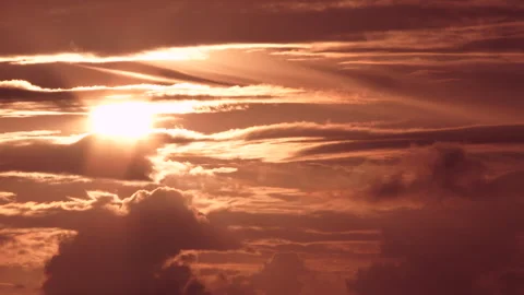 Fiery Sunset Falls Into A Cloudy Night Sky Video stock 282811221