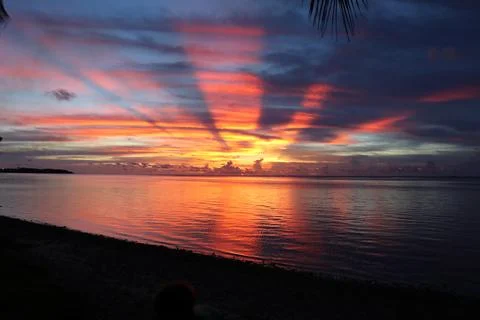Fiery Sunset  Guam Stock Photos