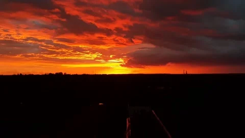 Fiery sunset from the height of a high-rise building 動画素材 171437770