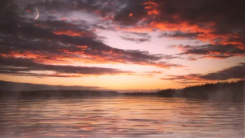 Fiery Sunset Landscape Stock Footage 93780388