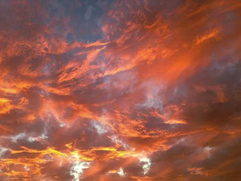 Fiery sunset with orange clouds Fotos de archivo