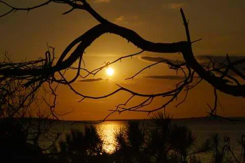 Fiery sunset over the lagoon Foto stock