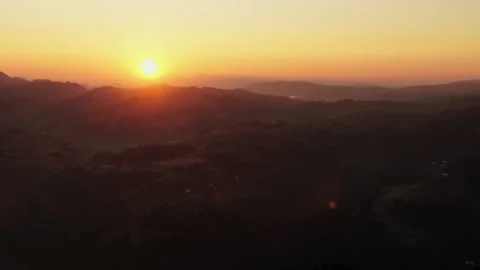 Fiery sunset over mountain peaks Video stock 132001993
