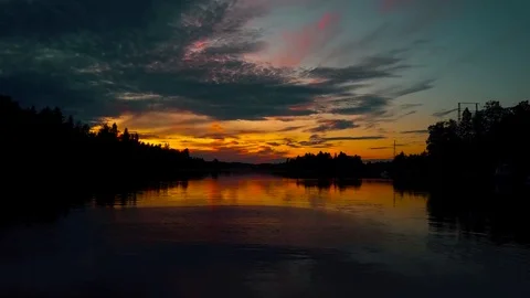 Fiery Sunset Over Water Video stock 80220137
