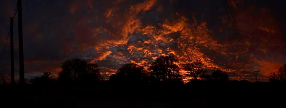Fiery Sunset Panorama 12K Stock Photos