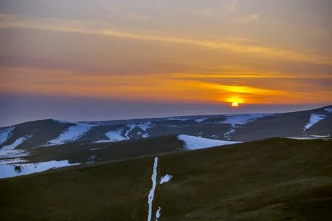 Fiery sunset sky Stock Photos