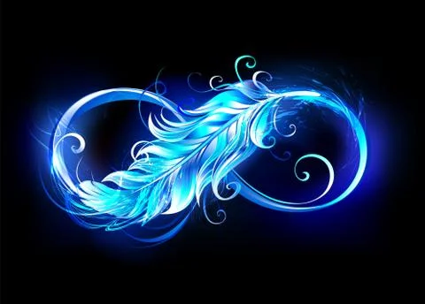 Fiery symbol of infinity with feather Stock Illustration