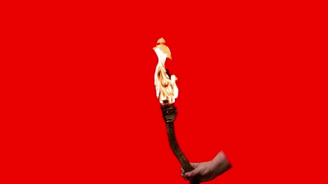 Fiery Torch held by a hand Stock Footage 152606406