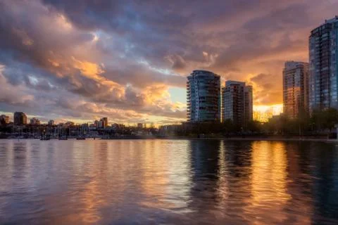 Fiery Vancouver Sunset Foto stock