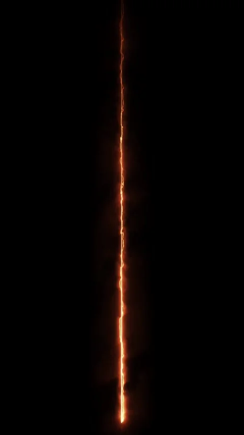 Fiery vertical plasma line energy discharge glowing on black backdrop. Stock-Footage 337711022