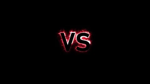 Fiery VS competition intro overlay red electric flames, black backdrop, bold cen Stock Footage 340564485