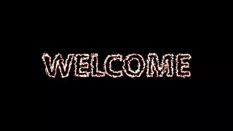 Fiery W E L C O M E text animation glowing embers on black background dynam.. Stock Footage 338371776