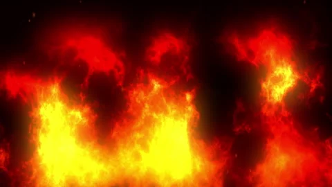 Fiery Wall of Flames Animation With Dark Smoke Video stock 343024130
