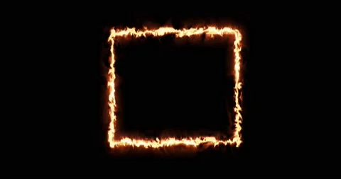Fiery yellow red rectangle on a black background. Abstract rectangle, sun flame Stock Footage 170644571