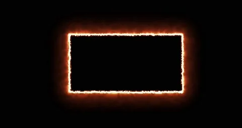 Fiery yellow red rectangle on a black background. Abstract rectangle, sun flame Stock Footage 170853154