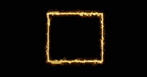 Fiery yellow red rectangle on a black background. Abstract rectangle, sun flame Stock Footage 171138603