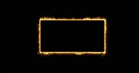 Fiery yellow red rectangle on a black background. Abstract rectangle, sun flame Stock Footage 172266660