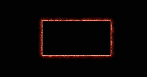 Fiery yellow red rectangle on a black background. Abstract rectangle, sun flame Stock Footage 172418026