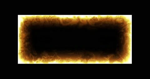 Fiery yellow red rectangle on a black background. Abstract rectangle, sun flame Stock Footage 172418040