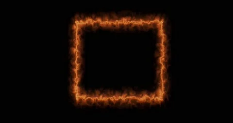 Fiery yellow red rectangle on a black background. Abstract rectangle, sun flame Stock Footage 172504973